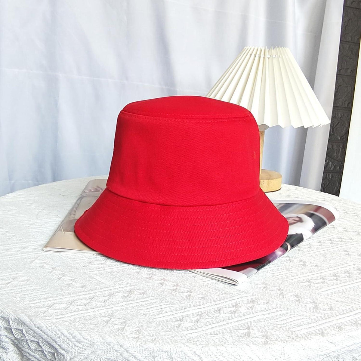 Fischerhut Damen & Herren - Faltbarer Baumwoll-Sommerhut Rot M-L