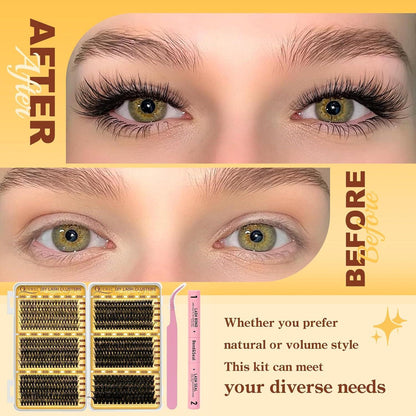 Wimpern-Extensions Set 10-18mm | Lash Kit mit Kleber & Pinzette