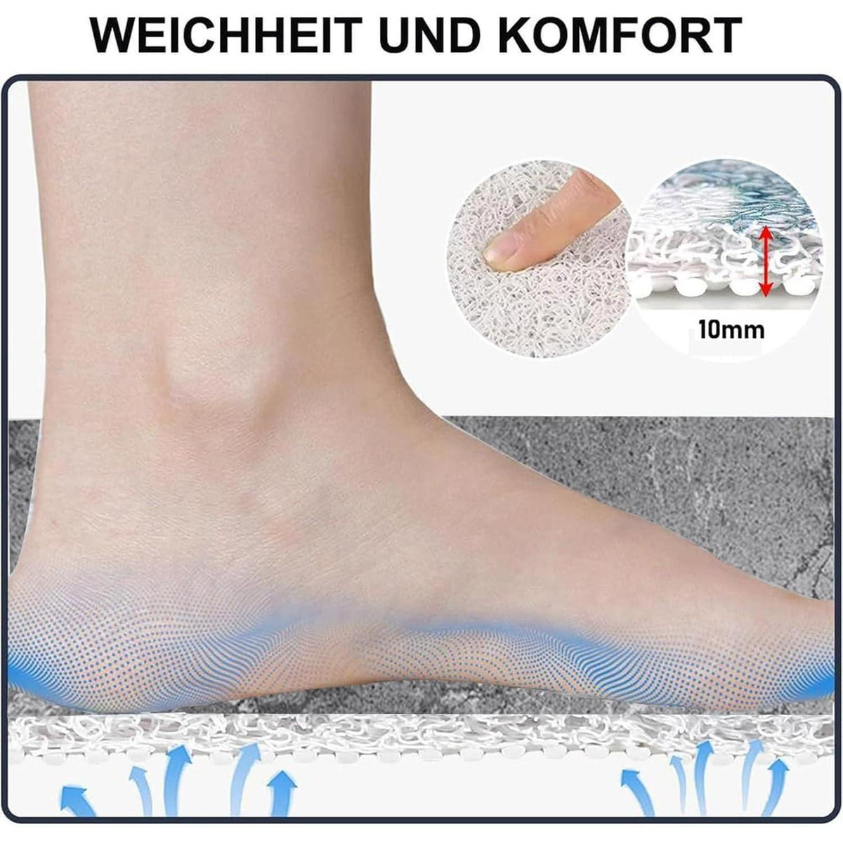 Rutschfeste Duschmatte 140x140 cm mit Ablaufloch