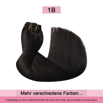 Clip-in Haarverlängerung Echthaar 50cm #1B Schwarz
