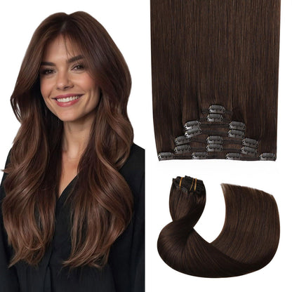 Clip-in Haarverlängerung Echthaar Mittelbraun #4 – 35cm