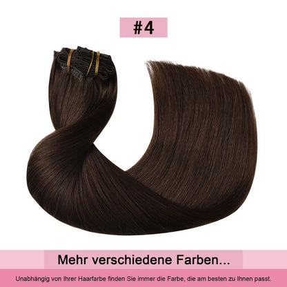 Clip-in Haarverlängerung Echthaar Mittelbraun #4, 55cm