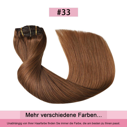 Clip-in Haarverlängerung Echthaar Rotbraun #33, 35cm