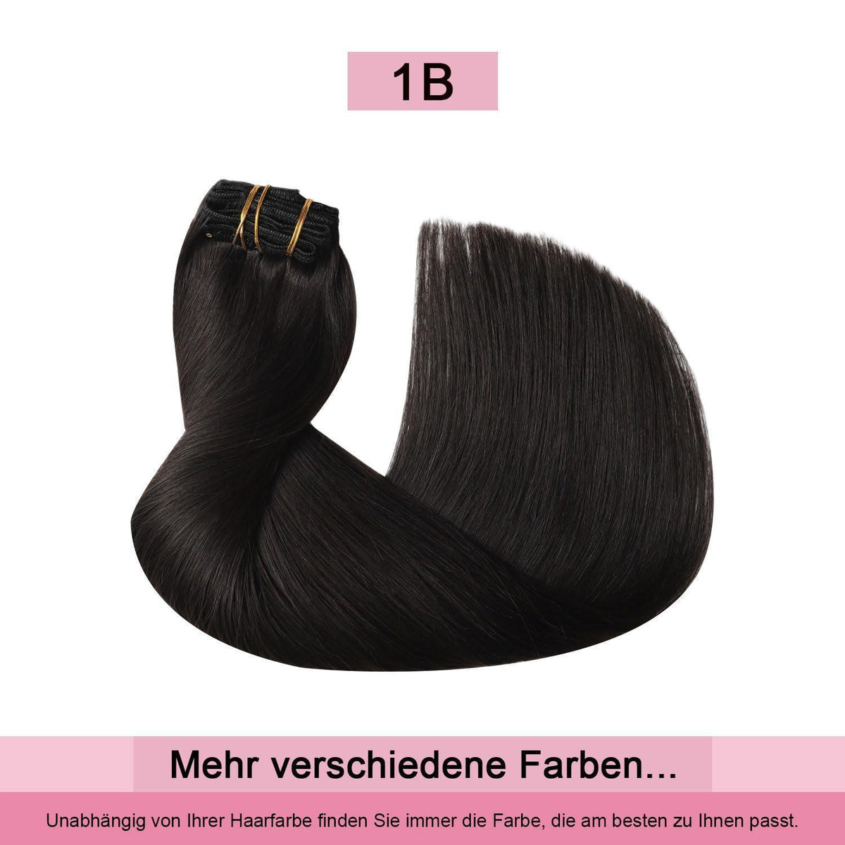 Clip-in Haarverlängerung Echthaar 120g #1B Schwarz 35cm