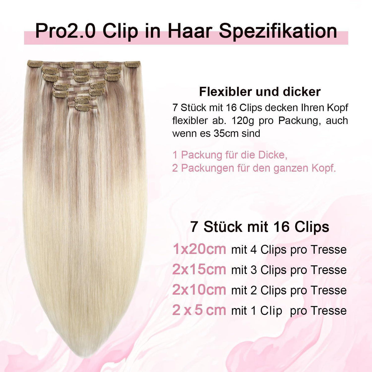 Remy Clip-in Haarverlängerung #18/22/60 – 45cm Echthaar