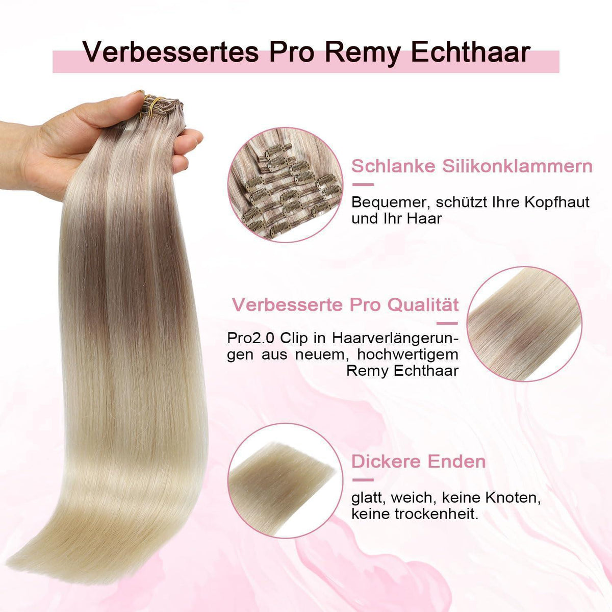 Remy Clip-in Haarverlängerung #18/22/60 – 45cm Echthaar