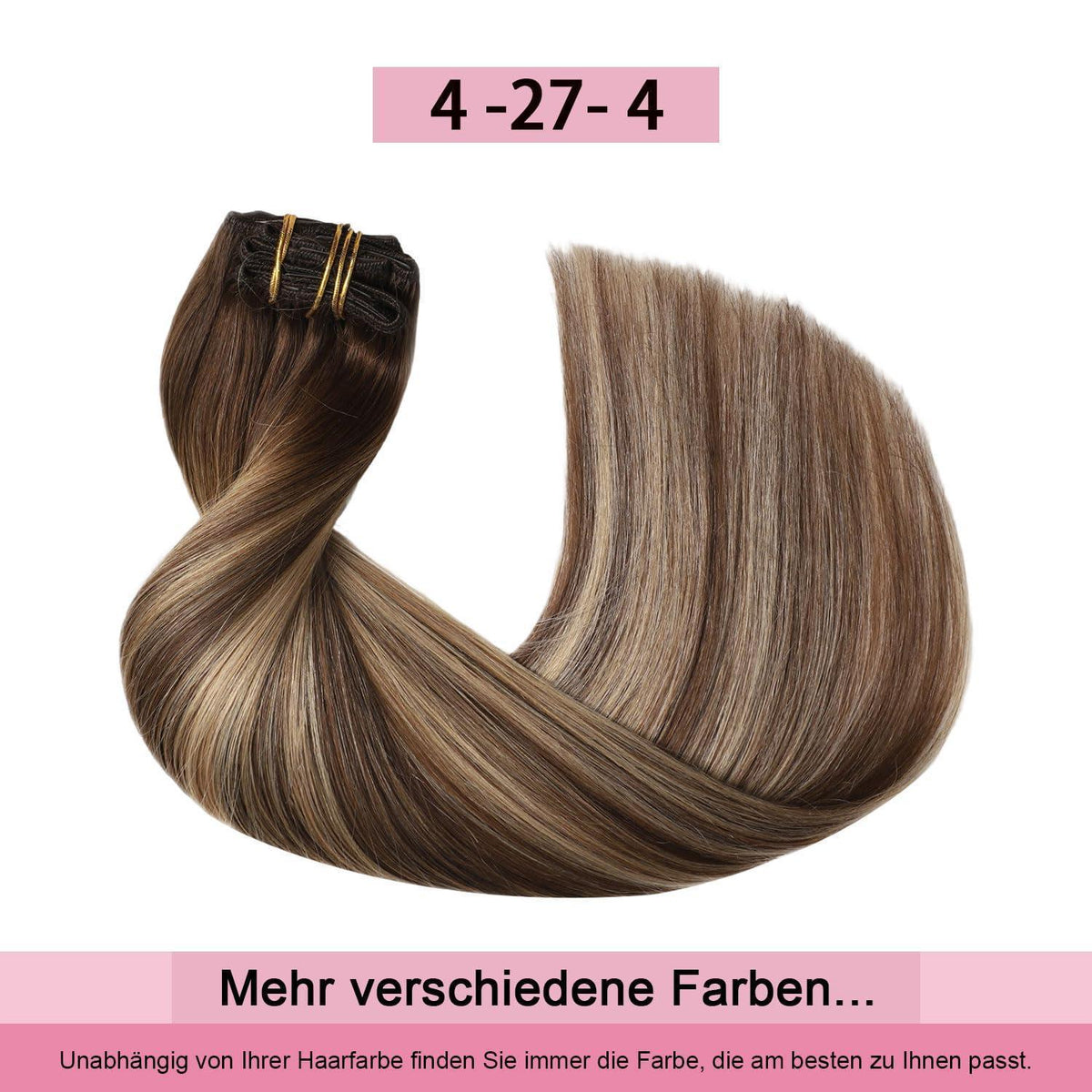 Remy Clip-in Haarverlängerung #4/27/4 Balayage – 45cm Echthaar