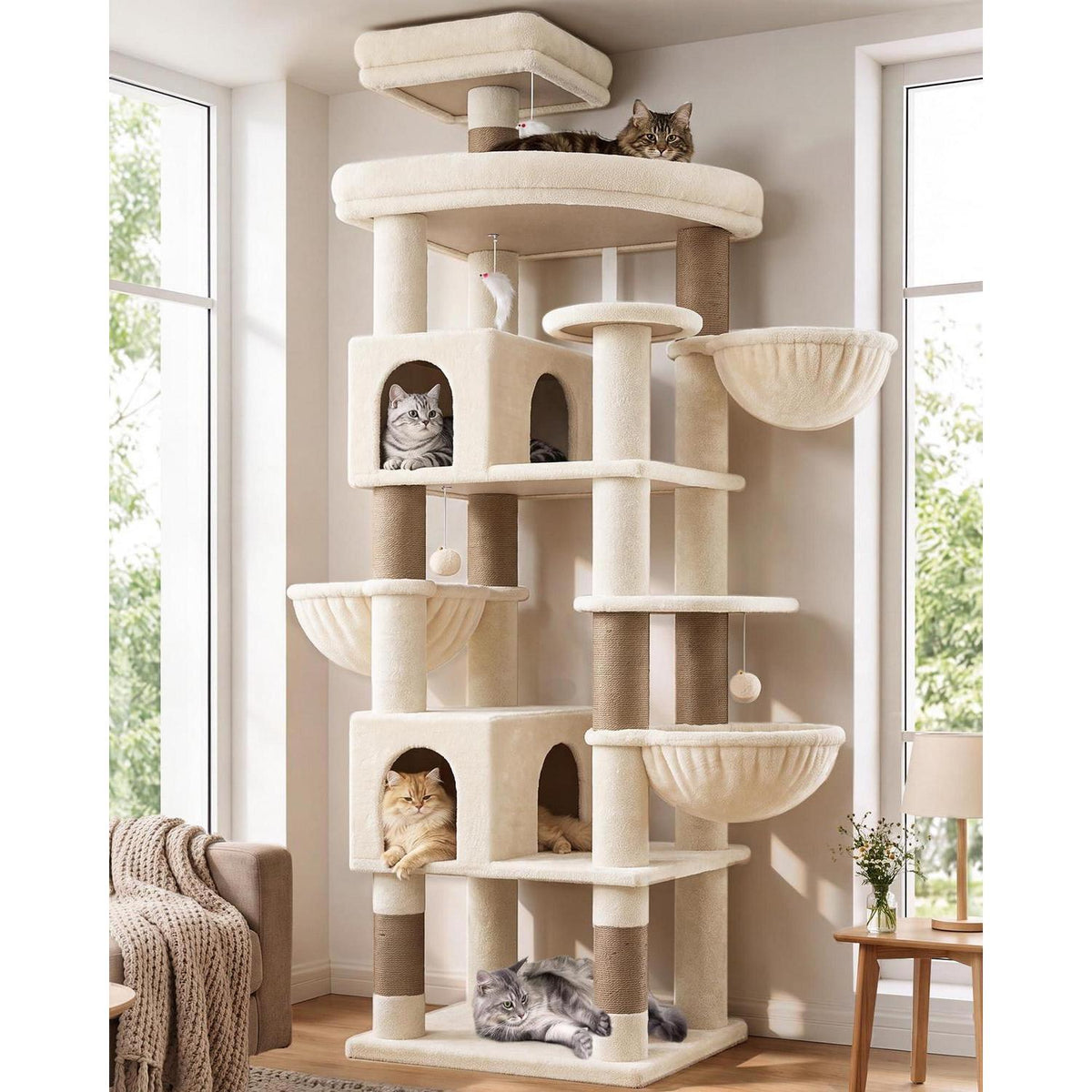 XXL Kratzbaum Beige für Große Katzen – Stabil & Komfortabel