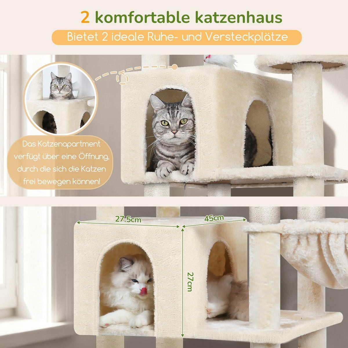XXL Kratzbaum Beige für Große Katzen – Stabil & Komfortabel