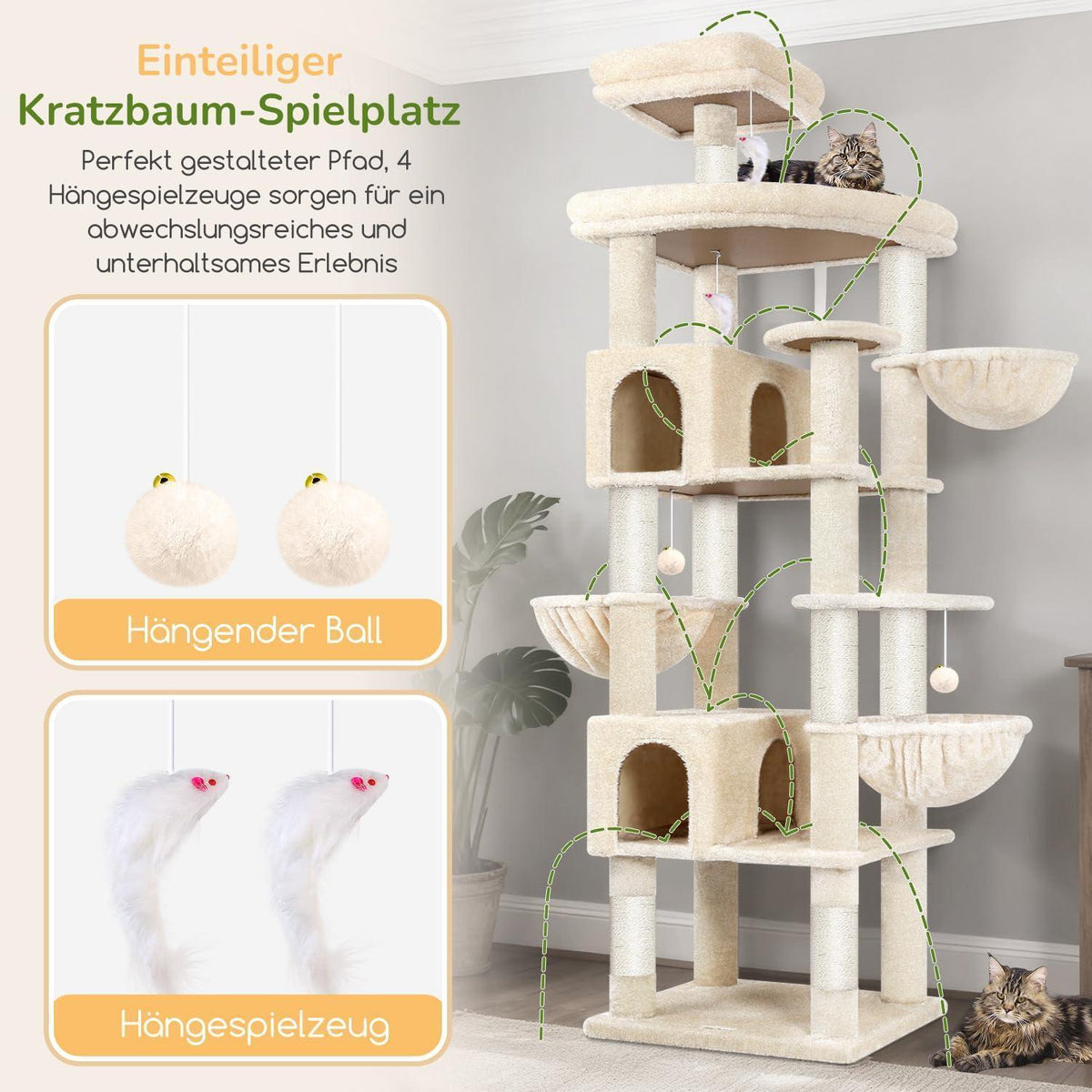 XXL Kratzbaum Beige für Große Katzen – Stabil & Komfortabel