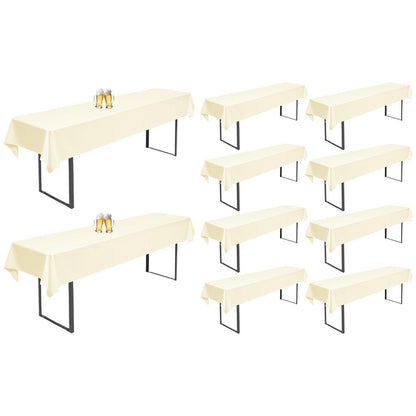 10x Biertisch Tischdecke Beige – 260x110cm, Waschbar & Langlebig