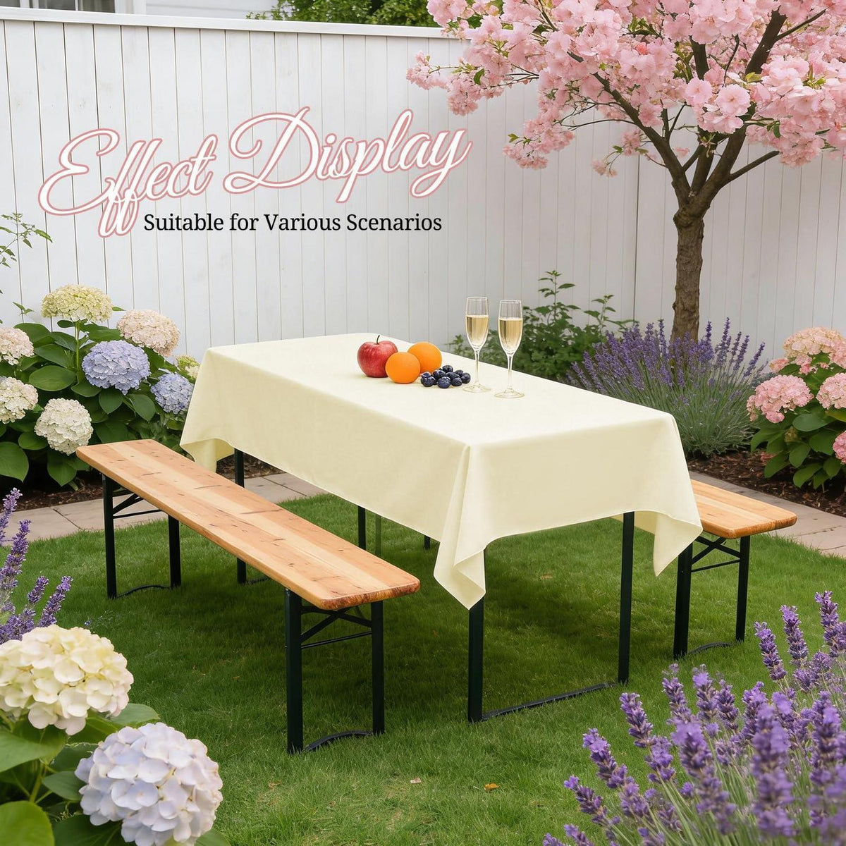 10x Biertisch Tischdecke Beige – 260x110cm, Waschbar & Langlebig