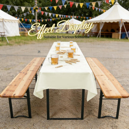 10x Biertisch Tischdecke Elfenbein 260x110cm – Waschbar & Langlebig