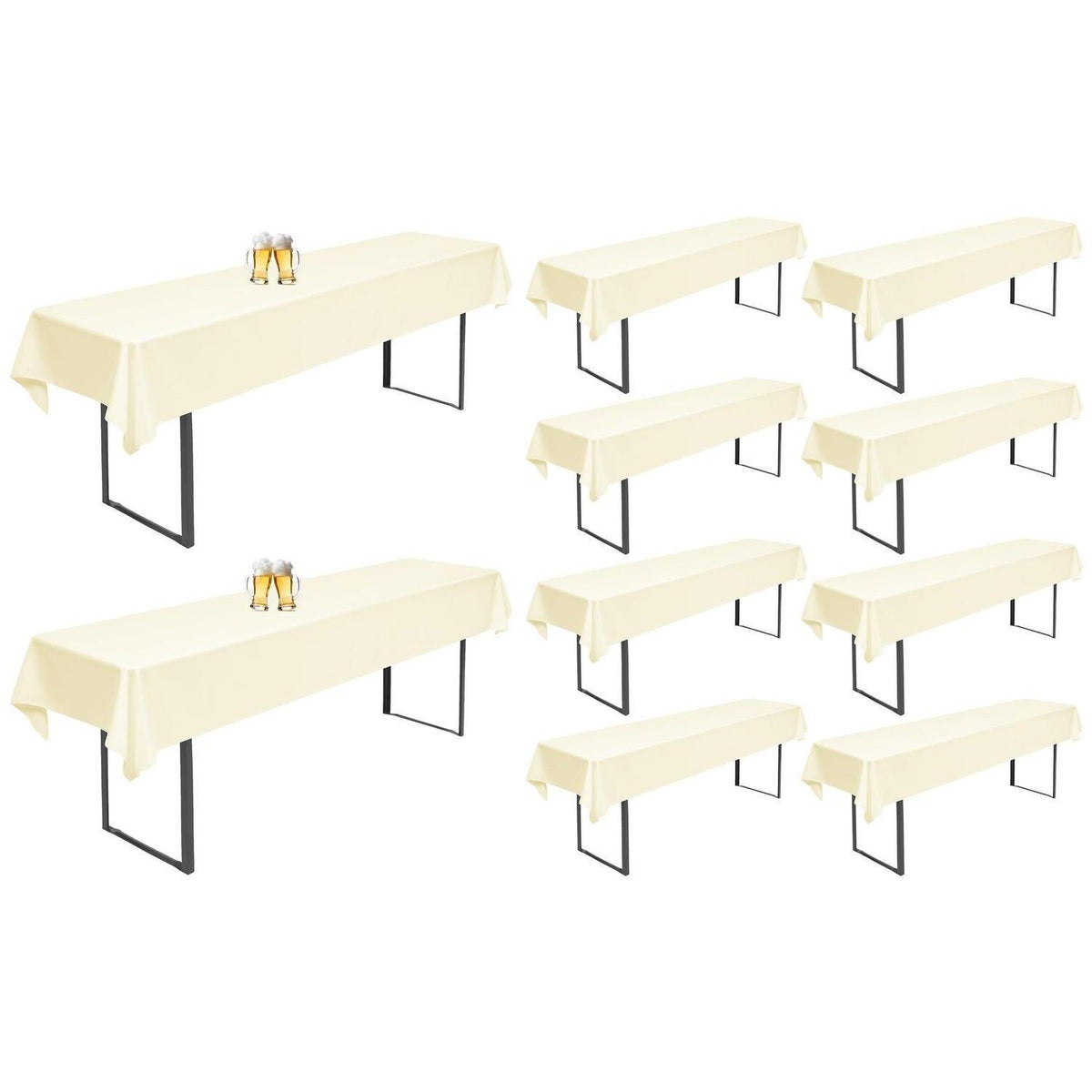 10x Biertisch Tischdecke Beige – Wasserabweisend & Waschbar 250x100cm