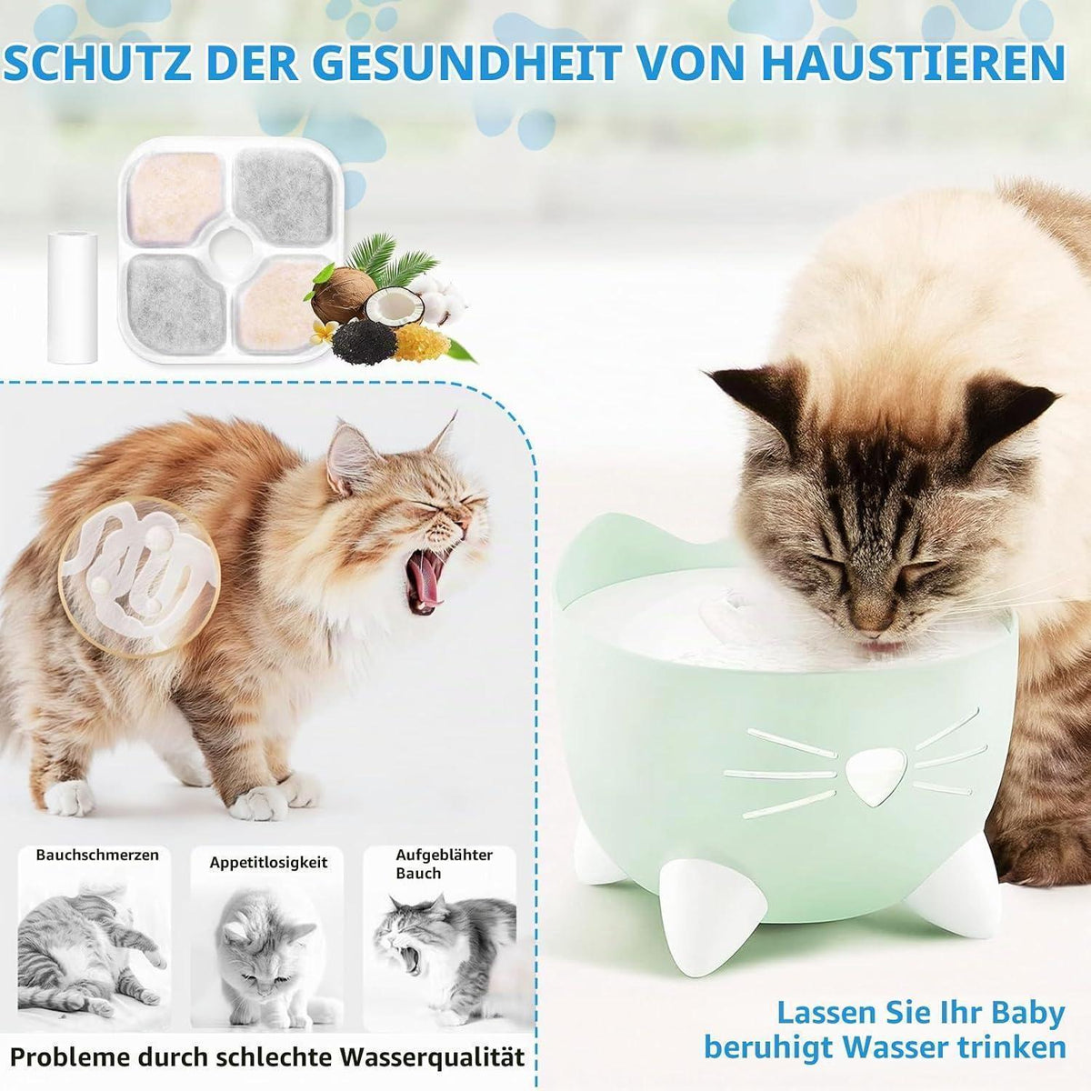 Ersatzfilter für Catit Pixi Trinkbrunnen – 18 Stück mit Schläuchen