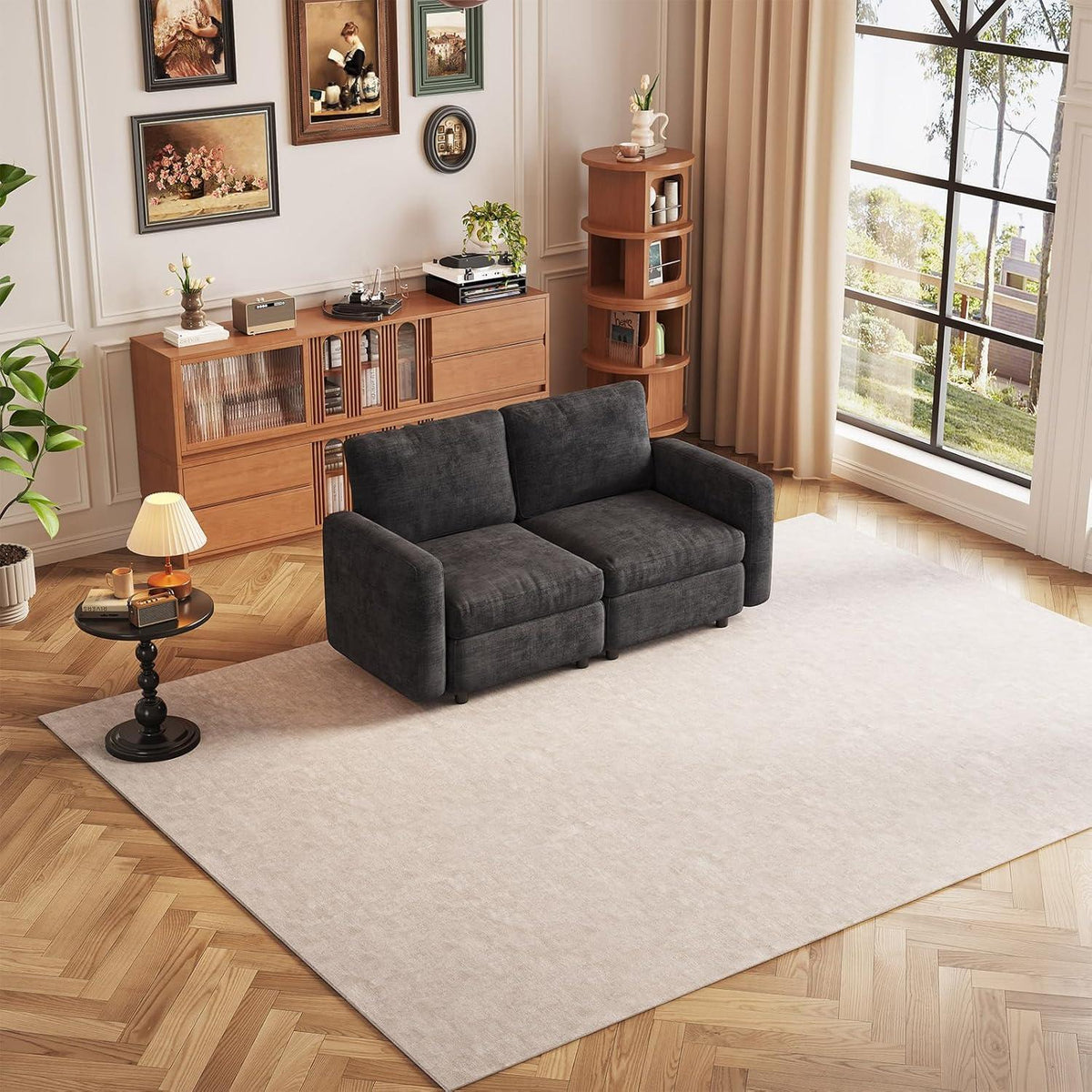 Modulares Samtsofa mit Stauraum – Flexibel & Komfortabel