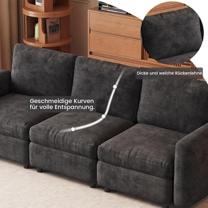 Modulares Samtsofa mit Stauraumhocker – Flexibles Wohnzimmer Sofa