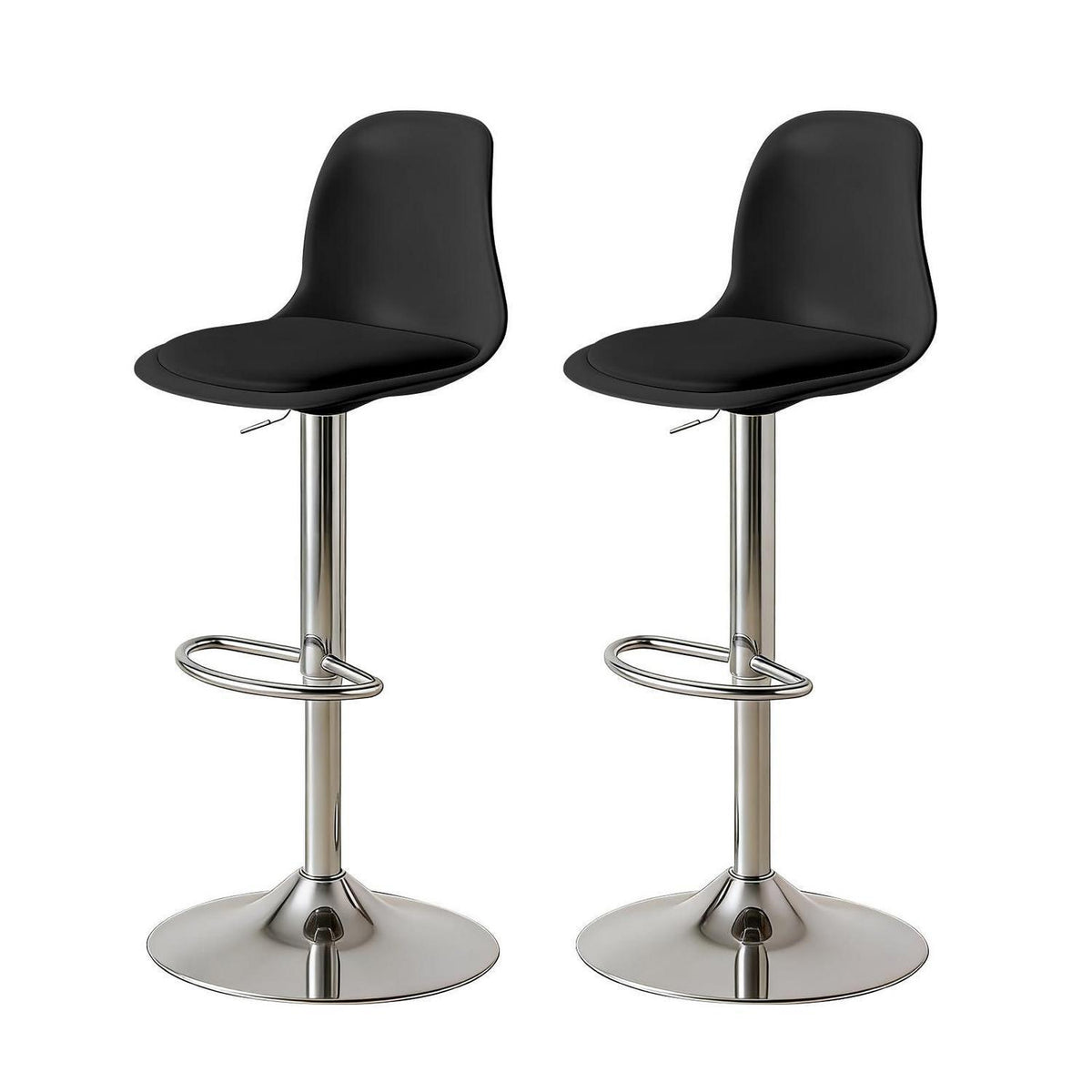 Modernes Barhocker-Set (2x Schwarz) – Höhenverstellbar & Drehbar