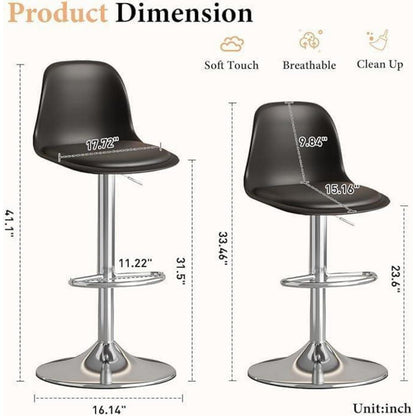 Modernes Barhocker-Set (2x Schwarz) – Höhenverstellbar & Drehbar