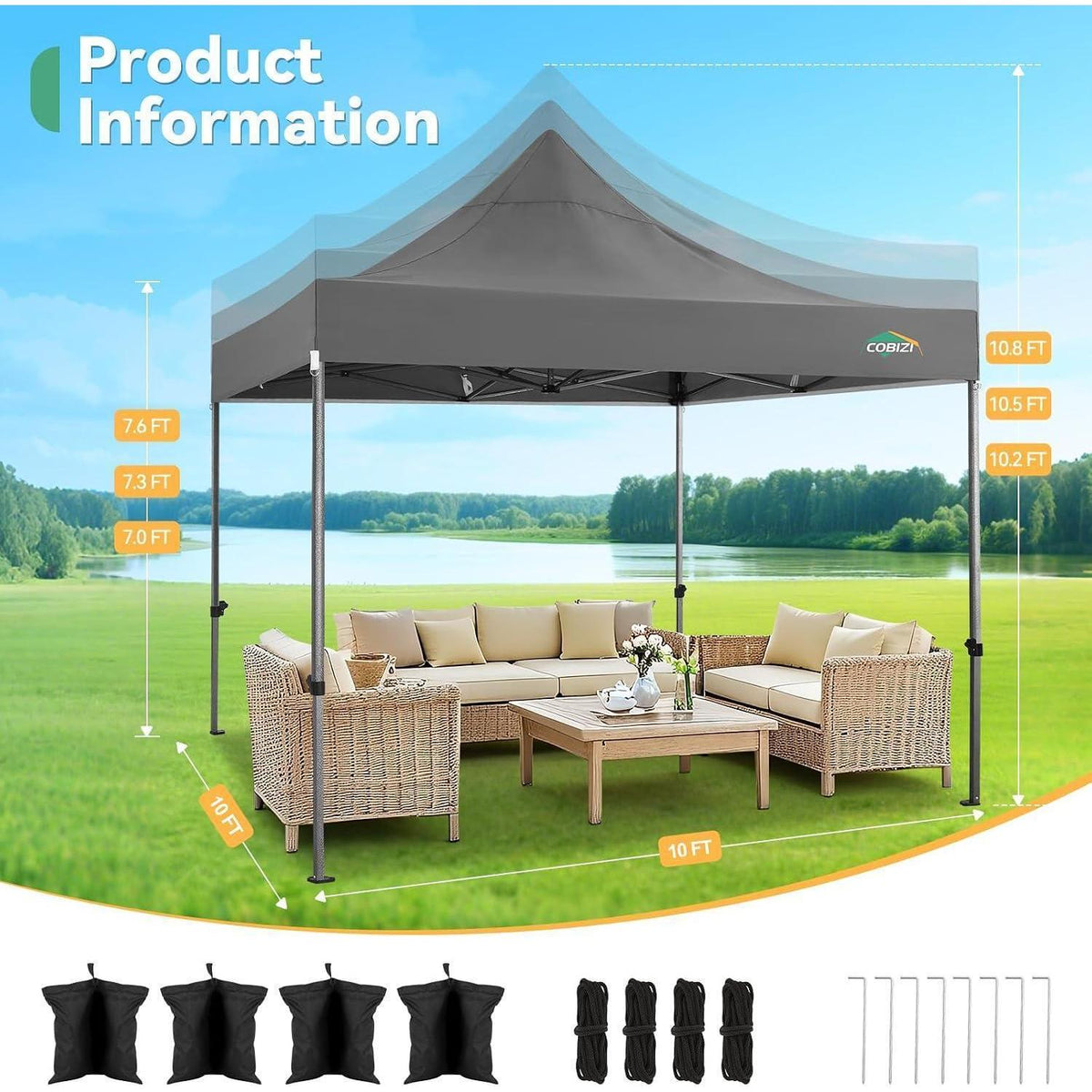 Faltpavillon 3x4.5m Wasserdicht mit Seitenwänden & Tragetasche