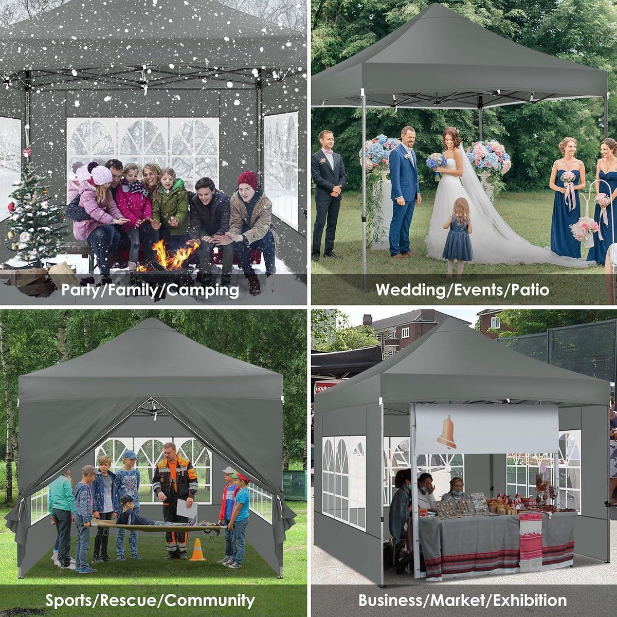 Faltpavillon 3x4.5m Wasserdicht mit Seitenwänden & Tragetasche