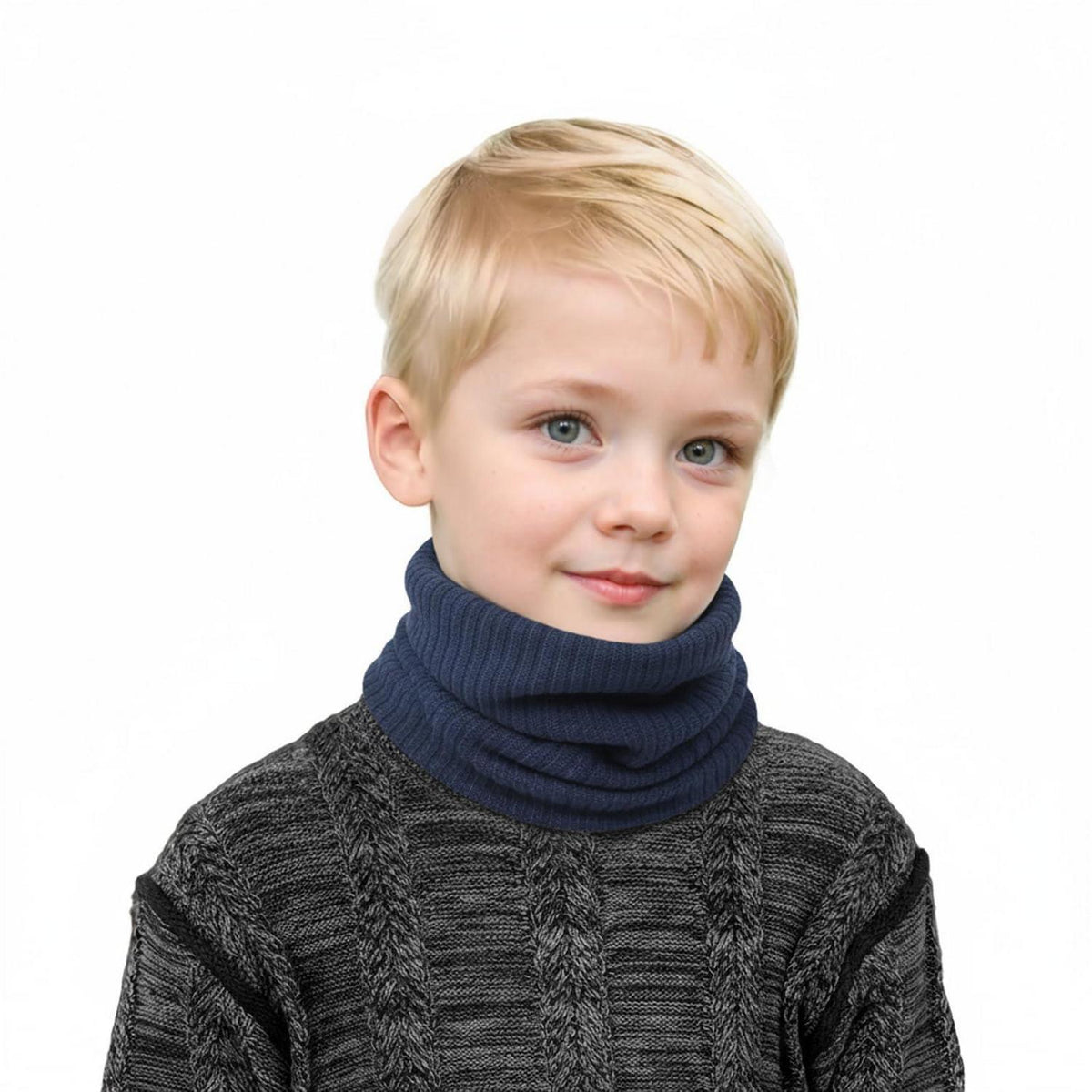 2x Winter Schlauchschal Kinder Schwarz Blau | Halswärmer für Sport
