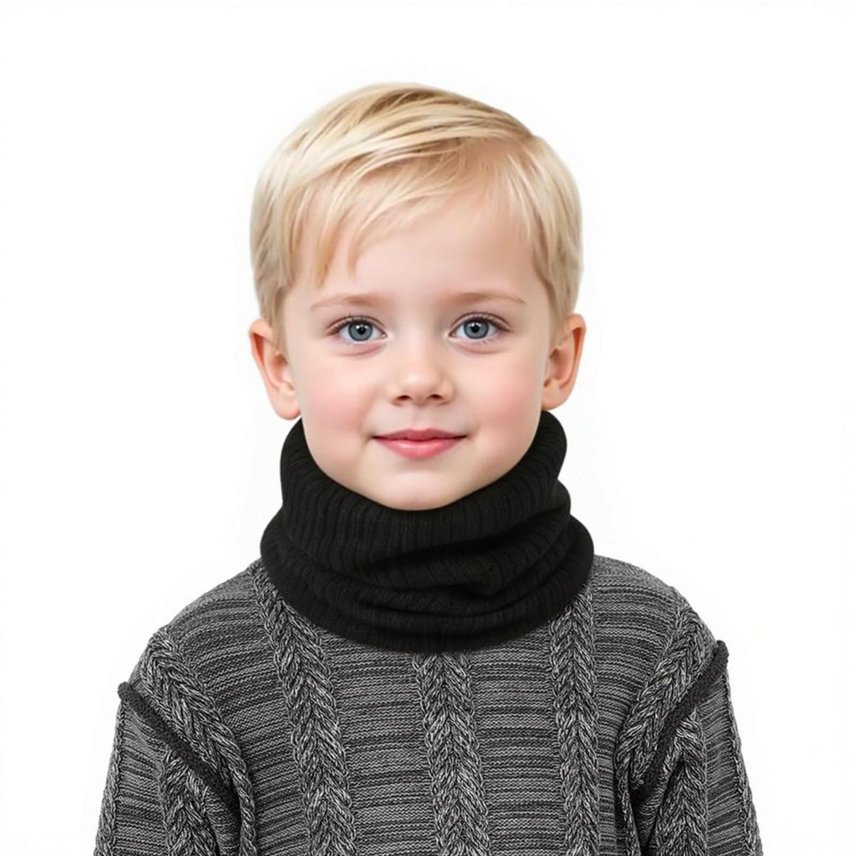 2x Winter Schlauchschal Kinder Schwarz Blau | Halswärmer für Sport