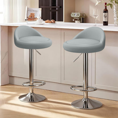 Barhocker-Set 2x Grau, Höhenverstellbar & Drehbare Barhocker