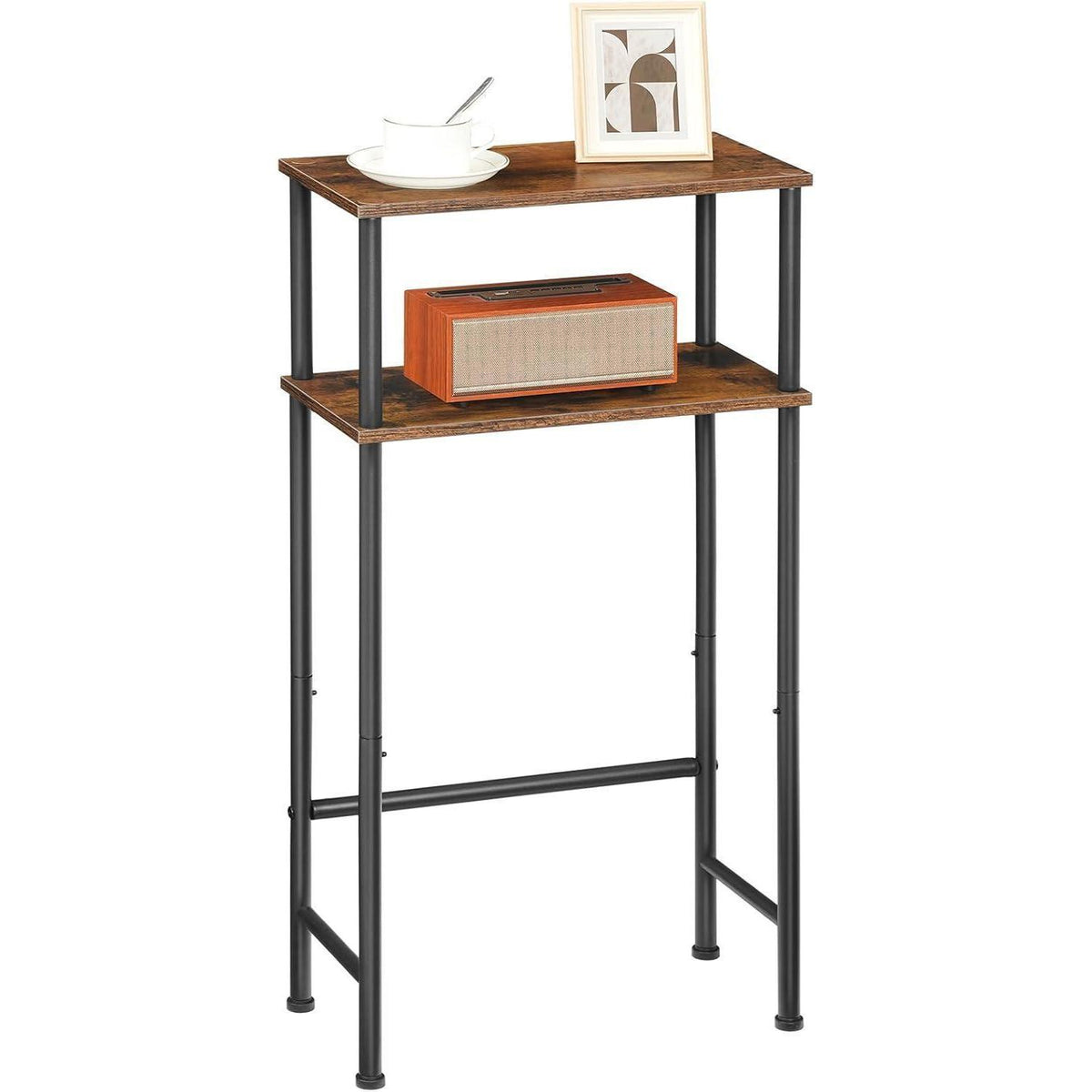 Konsolentisch 2-Ebenen Vintagebraun & Schwarz – Schmaler Flurtisch