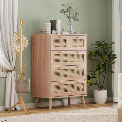 Rattan Schubladenschrank mit Kippschutz – Kommode für Schlafzimmer & Co.
