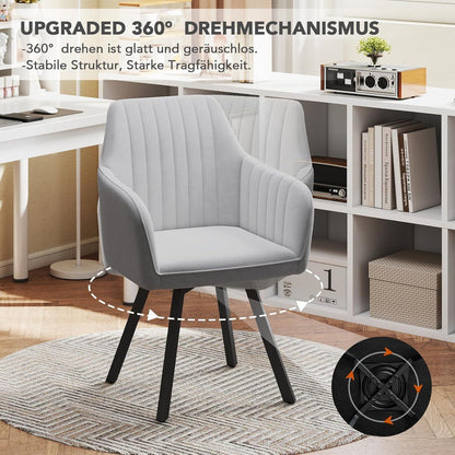 Drehbarer Esszimmerstuhl mit Armlehne & Samtbezug - 6er Set