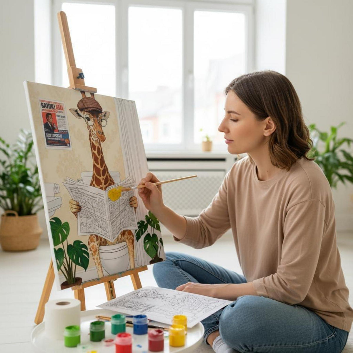 Malen nach Zahlen Giraffe 40x50cm - Bastelset für Erwachsene