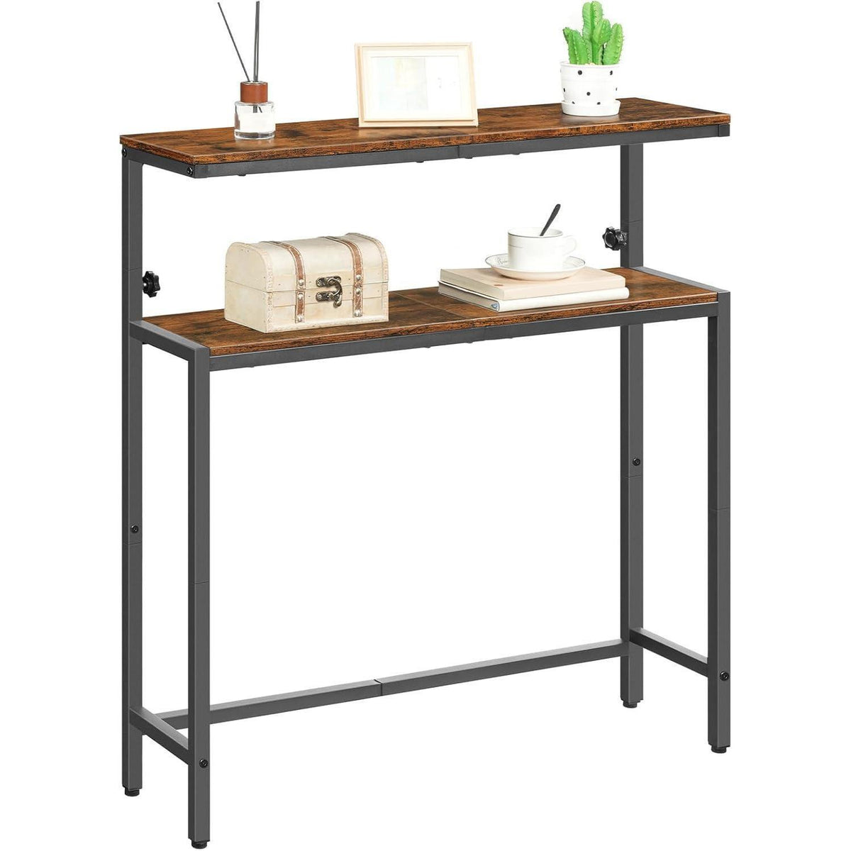 Höhenverstellbarer Konsolentisch 2er-Set Industrial Vintagebraun & Schwarz
