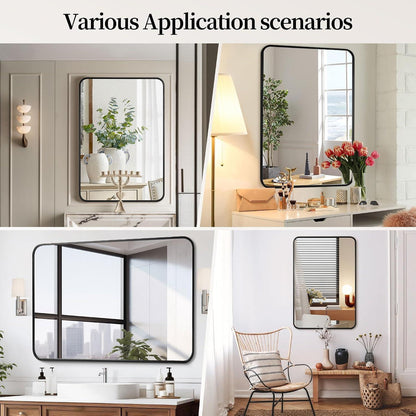 Wandspiegel 90x60 cm - 2er Set | ESG-Glas, Eisenrahmen, Modern