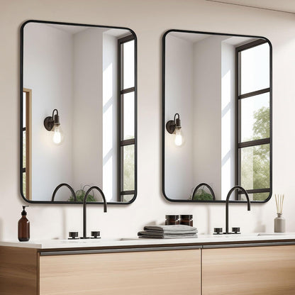 Wandspiegel 90x60 cm - 2er Set | ESG-Glas, Eisenrahmen, Modern