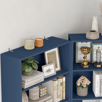 Holzregal mit 6 Fächern – Bücherregal blau 180cm