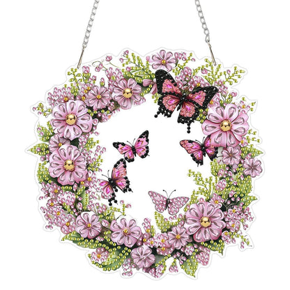 5D Diamantmalerei Blumenkranz Anhänger für Fenster & Garten