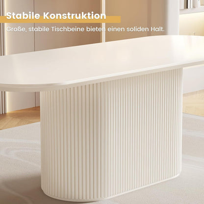 Weißes Esstisch Set mit 6 Stühlen – Skandinavisches Design 160cm