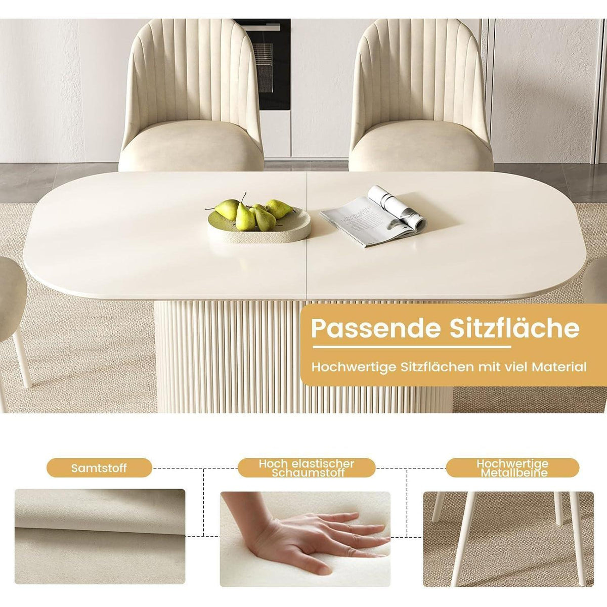 Weißes Esstisch Set mit 4 Stühlen – Skandinavisches Design
