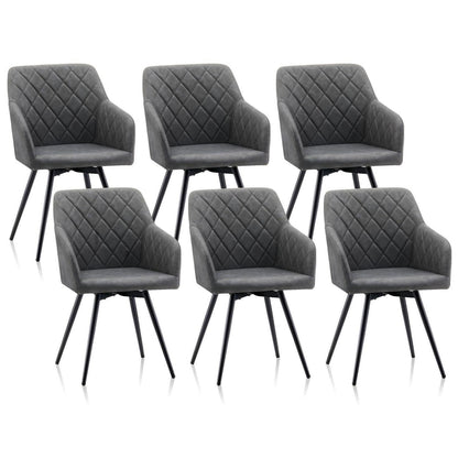 Drehbare Esszimmerstühle Set 6x, Hellgrau in Lederoptik