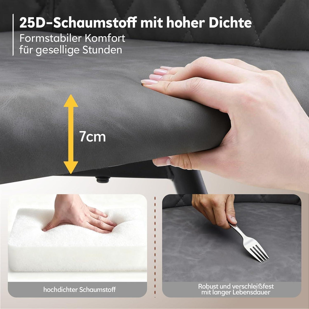 Drehbare Esszimmerstühle Set 6x, Hellgrau in Lederoptik