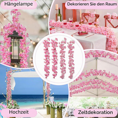 4x 1,8m Kirschblüten Girlande Rosa Deko für Hochzeit & Garten