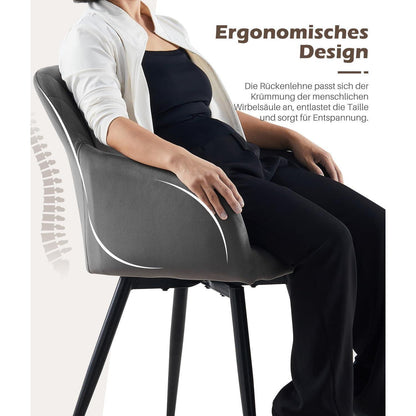 Drehbare Samt Esszimmerstühle 6er Set mit Armlehnen