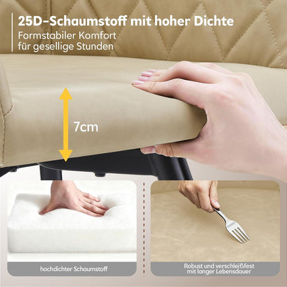 Drehbare Esszimmerstühle Set 6, Beige in Lederoptik