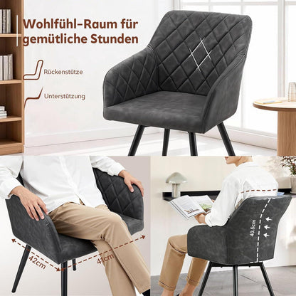 Drehbare Esszimmerstühle Dunkelgrau 6er Set in Lederoptik