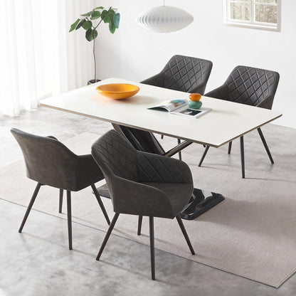 Drehbare Esszimmerstühle Dunkelgrau 6er Set in Lederoptik