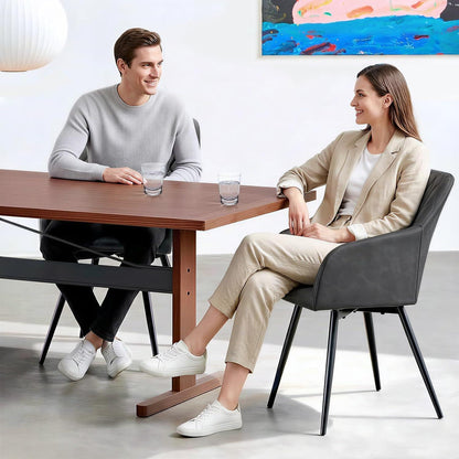 Drehbare Esszimmerstühle Dunkelgrau 6er Set in Lederoptik