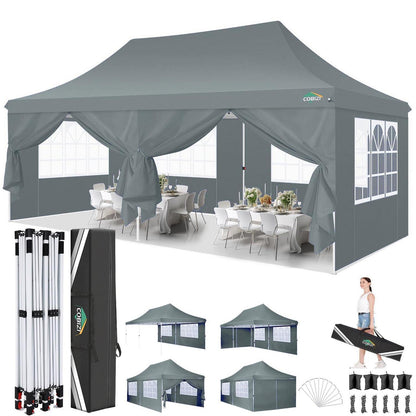 Faltpavillon 3x6m wasserdicht mit Seitenwänden – Partyzelt für Garten