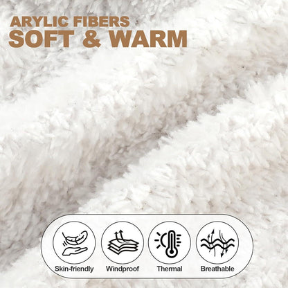 Thermo Strickmütze Damen Fleecegefüttert mit Schal | Wintermütze Beige