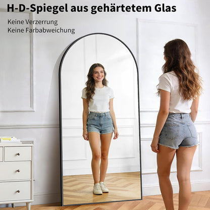 Ganzkörperspiegel 180x86cm mit Schwarzrahmen – Stehend, Hängend, Anlehnend